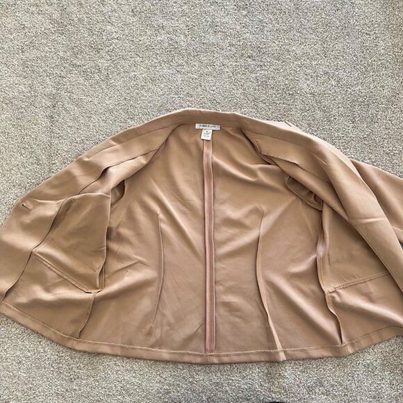 Carole Wren Tan Beige Blazer with Gold Buttons 3/4 Sleeve Career Office Chic XL - Picture 8 of 11